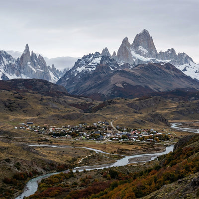 Landscape photography prints showing the Fitz Roy peaks above El Chaltén