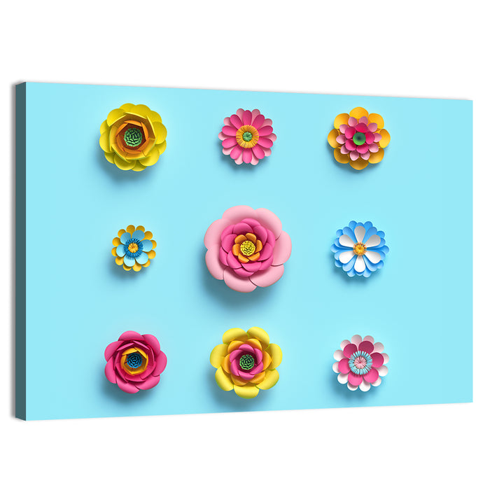 Craft Paper Flowers Wall Art as a canvas print