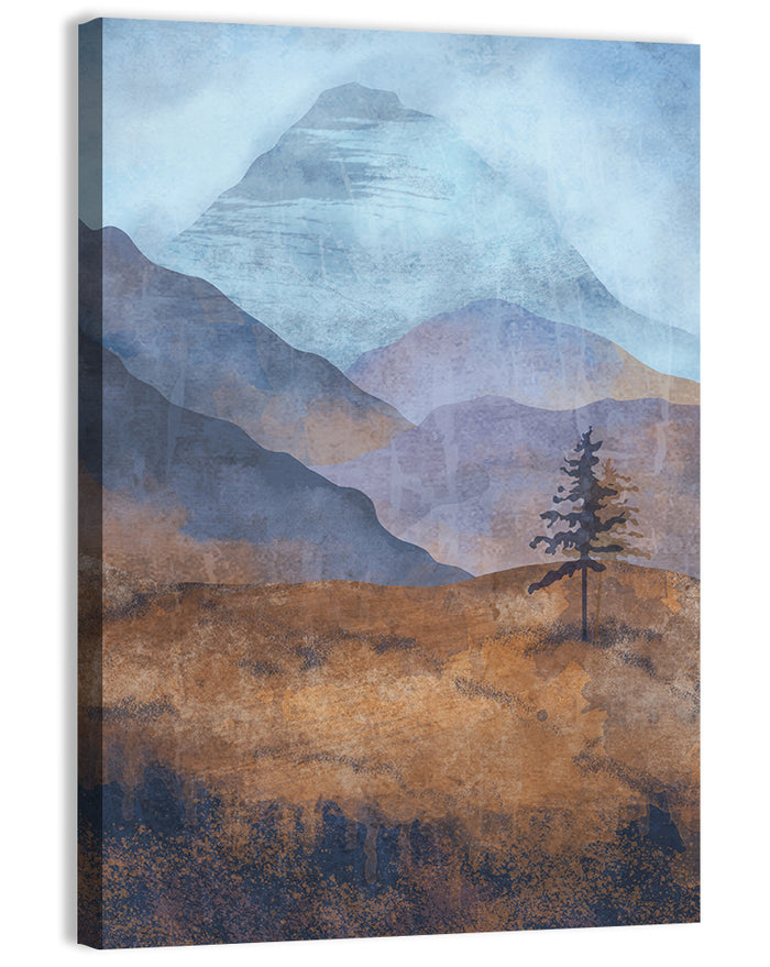 Textured Mountain Landscape Wall Art as a canvas print