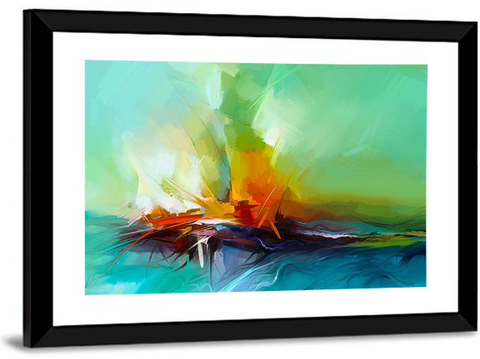 Converging Light Abstract Landscape Wall Art as a framed print