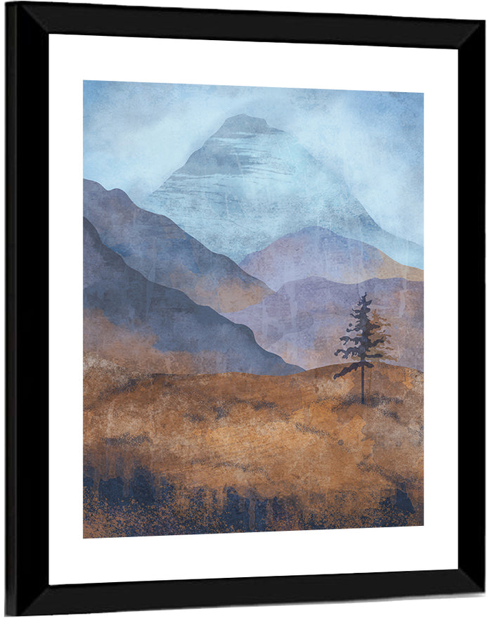 Textured Mountain Landscape Wall Art as a framed print