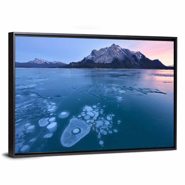 Abraham Lake Ice Bubbles Wall Art as a framed canvas
