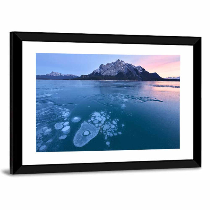 Abraham Lake Ice Bubbles Wall Art as a framed print