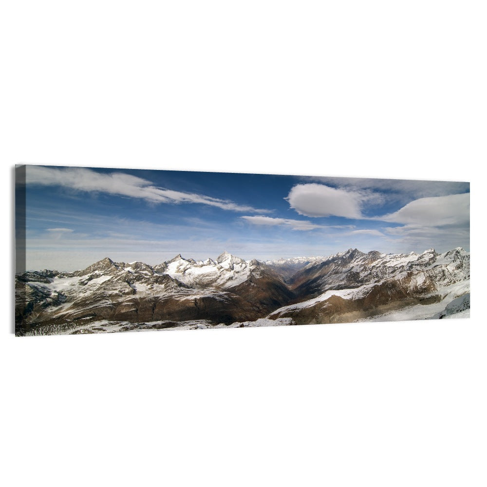 Snow-capped Peaks of Zermatt Wall Art, canvas print, panoramic