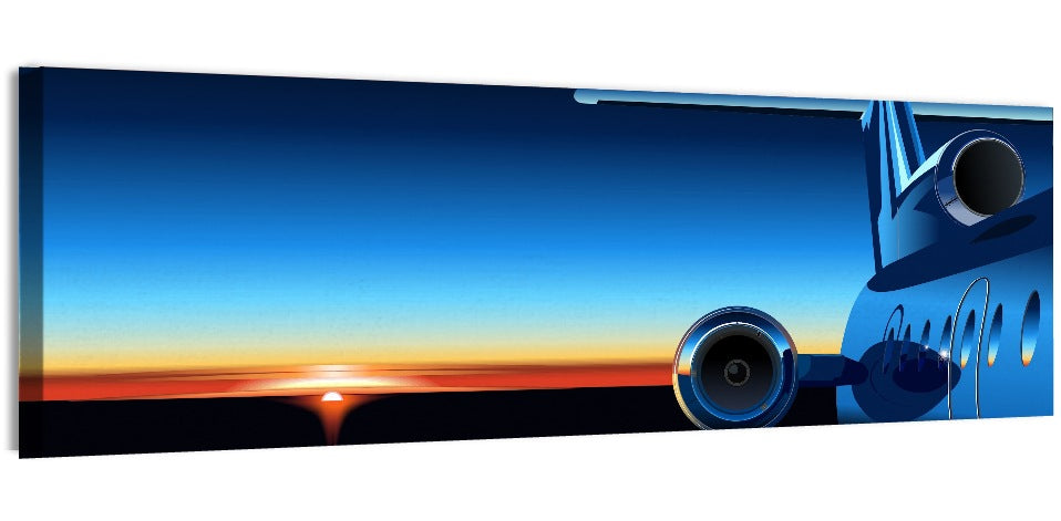 Private Jet Sunrise Wall Art, canvas print, panoramic