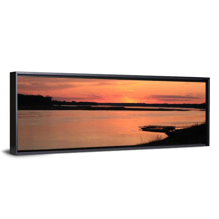 Missouri River Sunset at Dusk Wall Art as a framed canvas