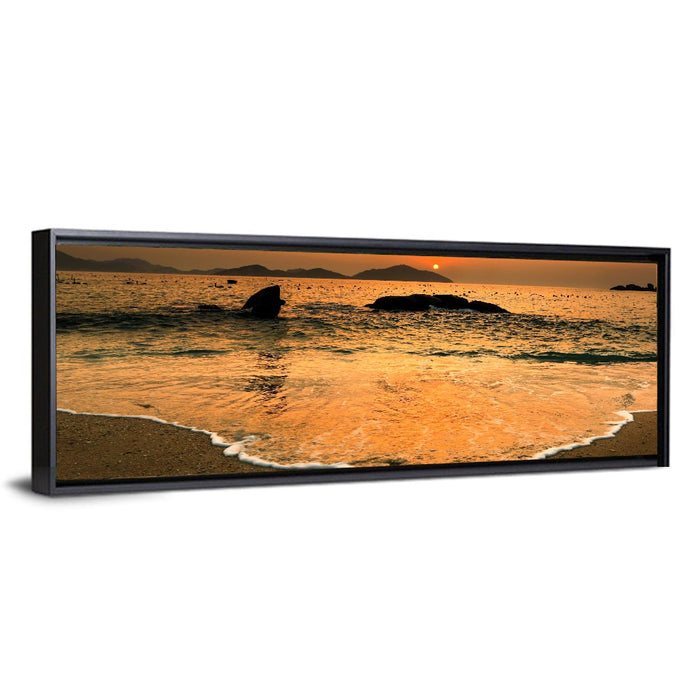 Khanh Hoa Beach Sunset Wall Art as a framed canvas