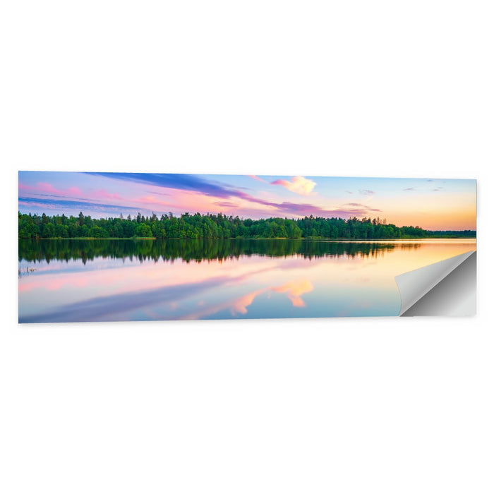 Colorful Sunset Over Forest Lake Wall Art as a poster print
