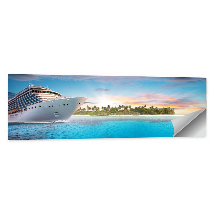 Cruise Ship at Tropical Sunset Wall Art as a poster print