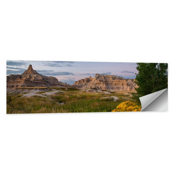 Badlands Golden Hour Meadow Wall Art as a poster print