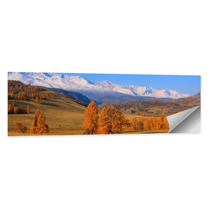 Altay Mountains with Golden Larches Wall Art as a poster print
