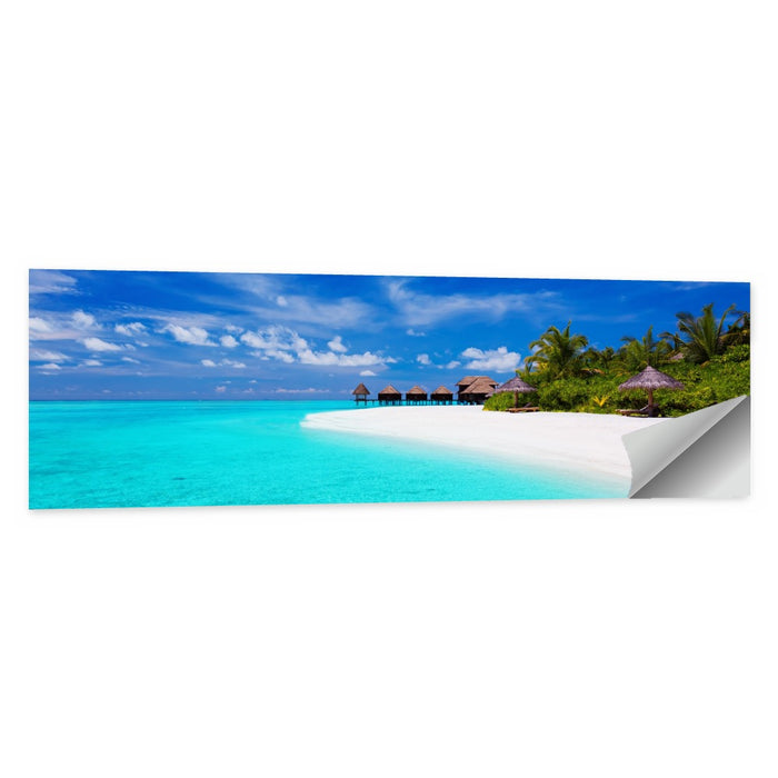 Turquoise Island with Water Bungalows Wall Art as a poster print