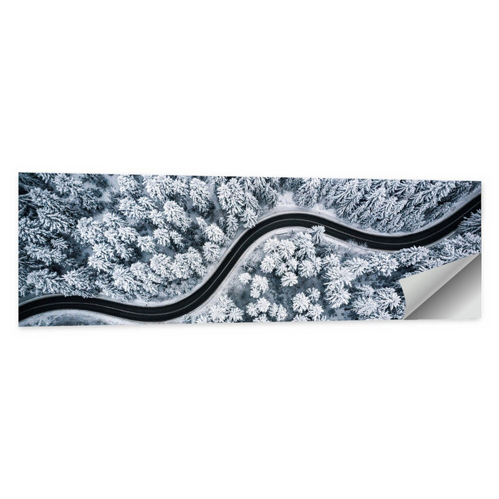 S-curve Winter Forest Road Wall Art as a poster print