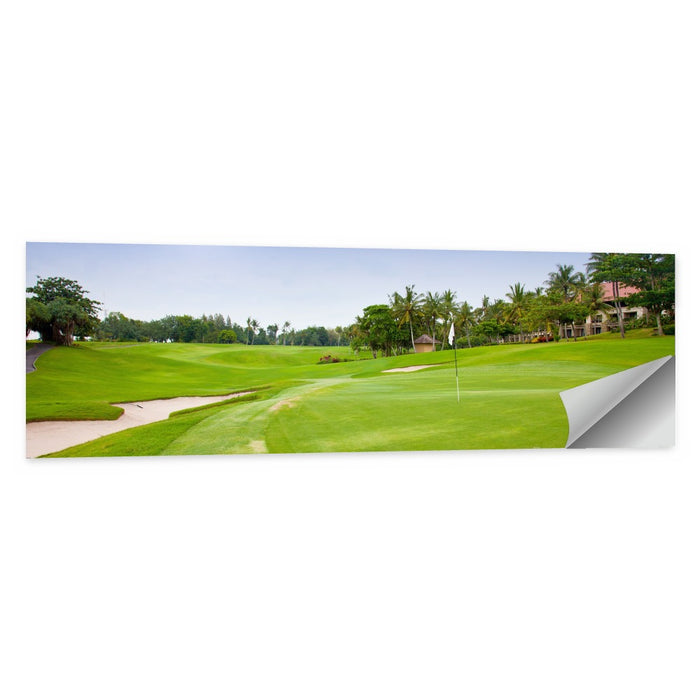Sunny Putting Green with Palm Trees Wall Art as a poster print