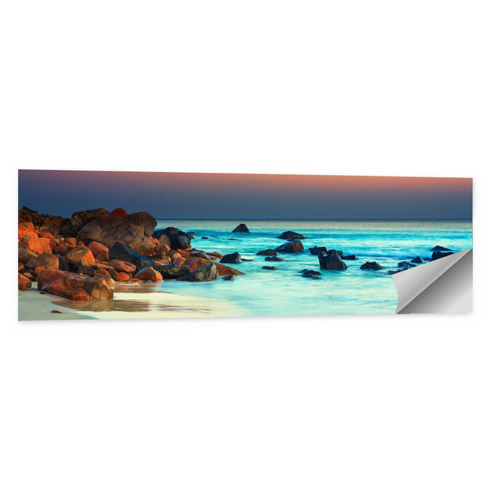 Sunset Over Volcanic Shoreline Wall Art as a poster print