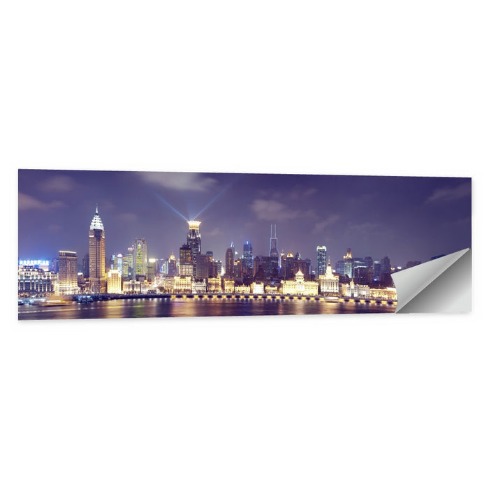 Shanghai Night Skyline Wall Art as a poster print