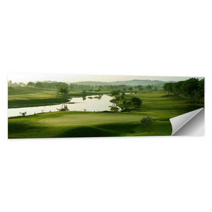 Golden Hour Putting Green by the Lake Wall Art as a poster print