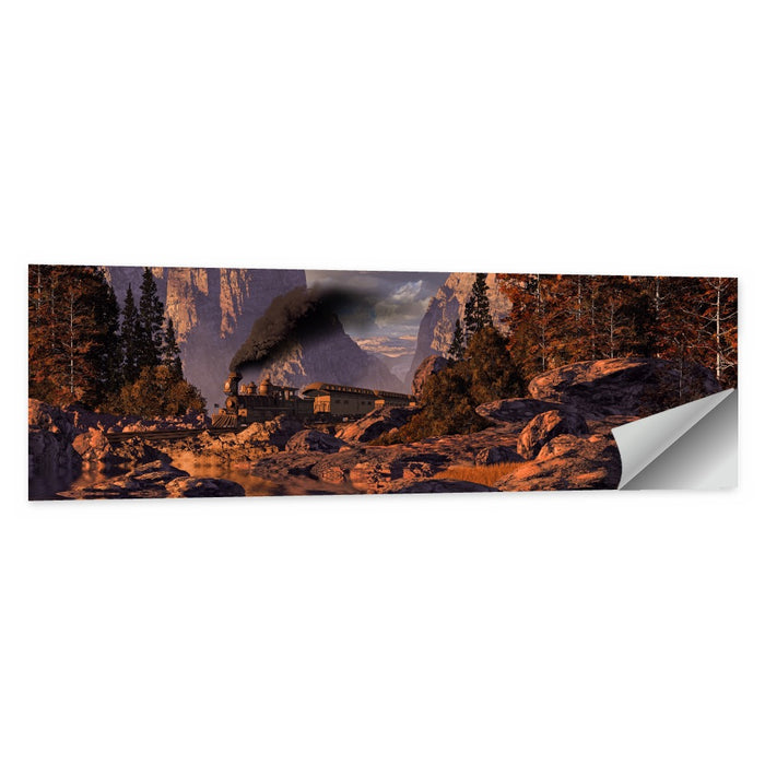 Old West Steam Locomotive Wall Art as a poster print