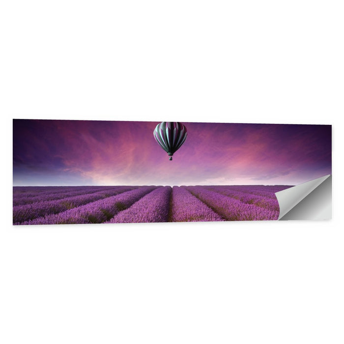 Hot Air Balloon Over Lavender Field Wall Art as a poster print