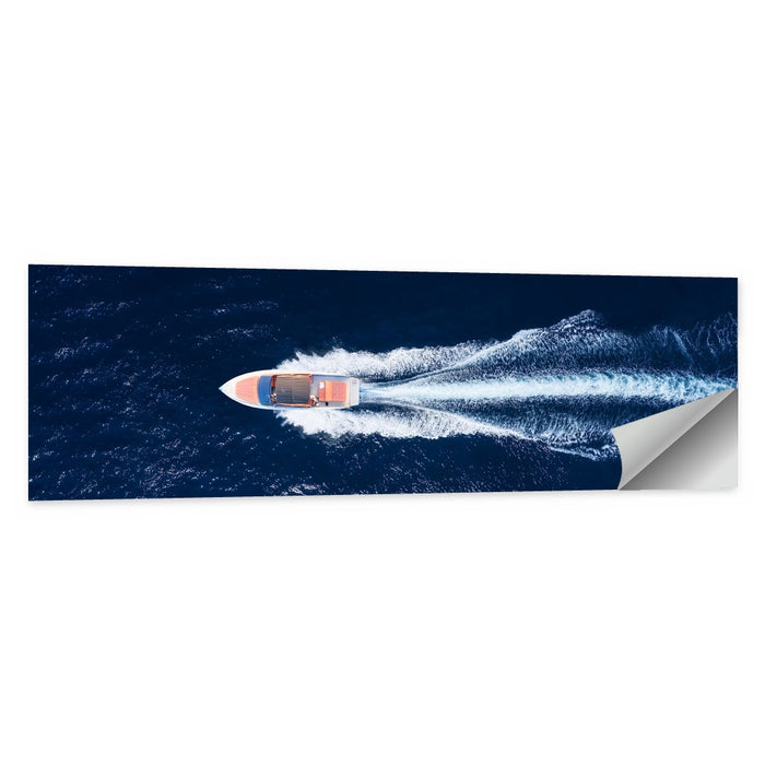 Sleek Speedboat Over Navy Sea Wall Art as a poster print