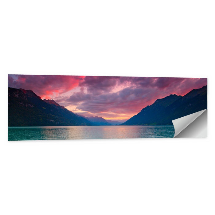 Lake Brienz Teal Sunset Wall Art as a poster print