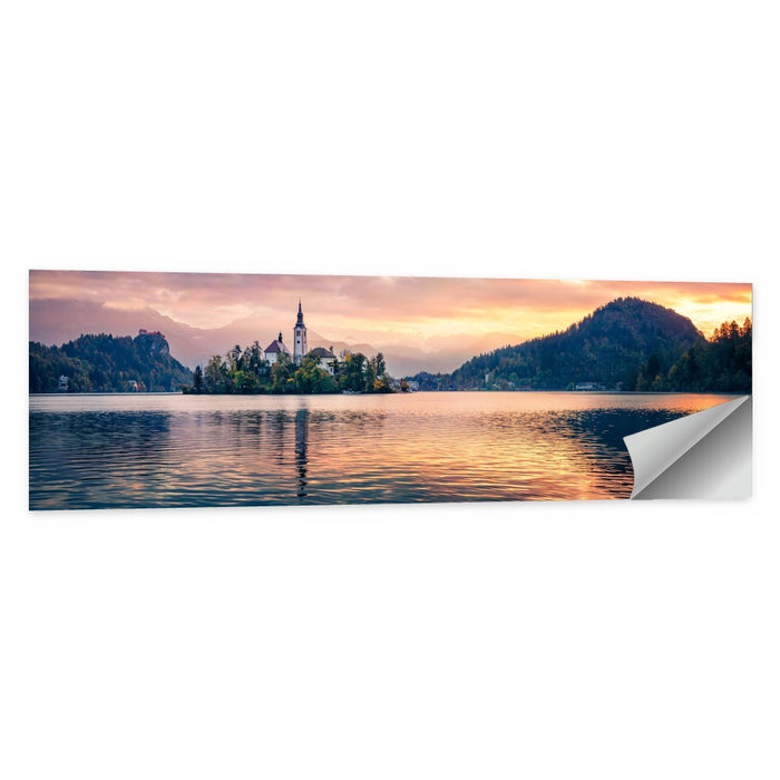 Golden Hour at Bled Island Wall Art as a poster print