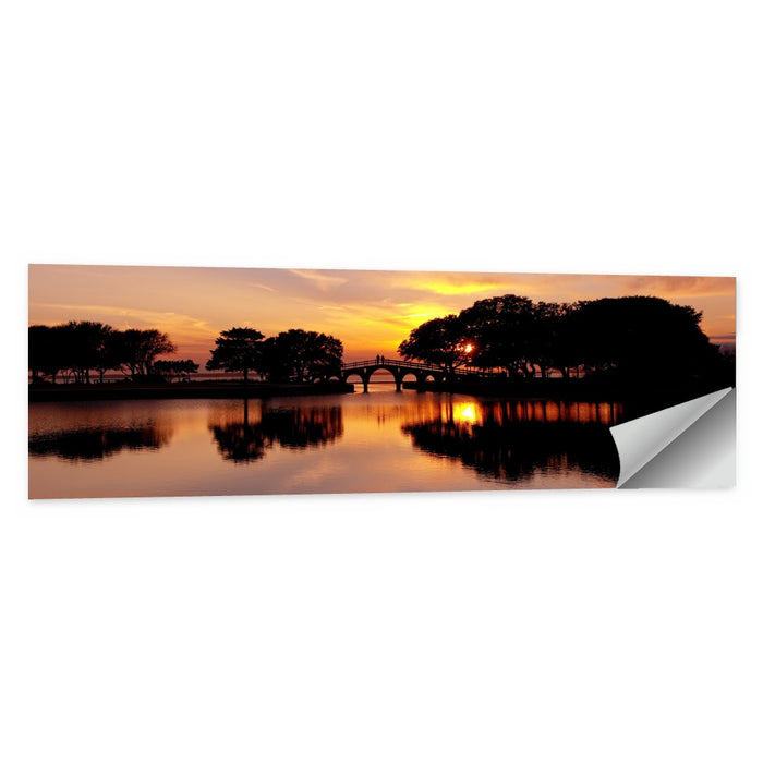 Tranquility Bridge at Sunset Wall Art as a poster print