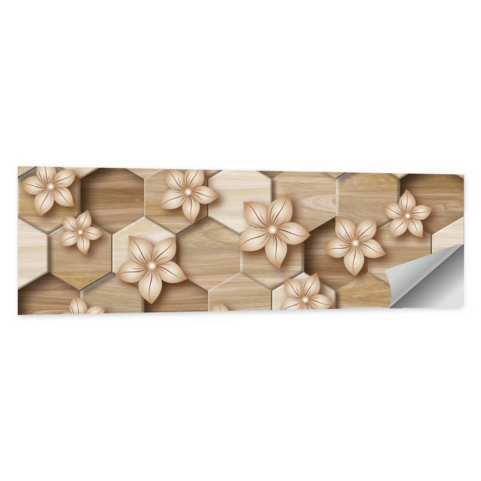 Wood Grain Honeycomb Floral Wall Art as a poster print