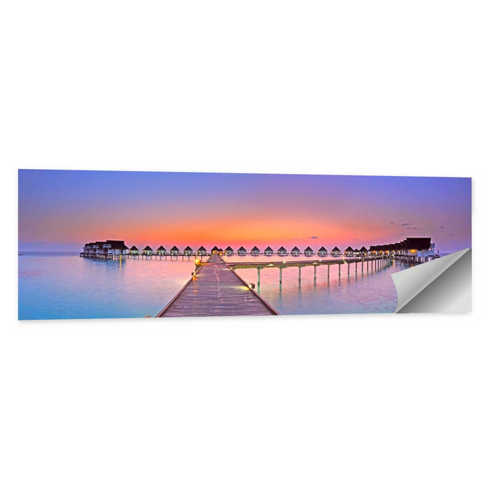 Maldives Boardwalk at Sunset Wall Art as a poster print