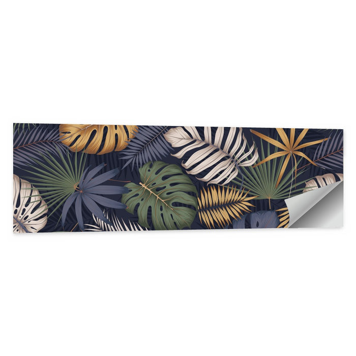 Layered Tropical Leaves Pattern Wall Art as a poster print