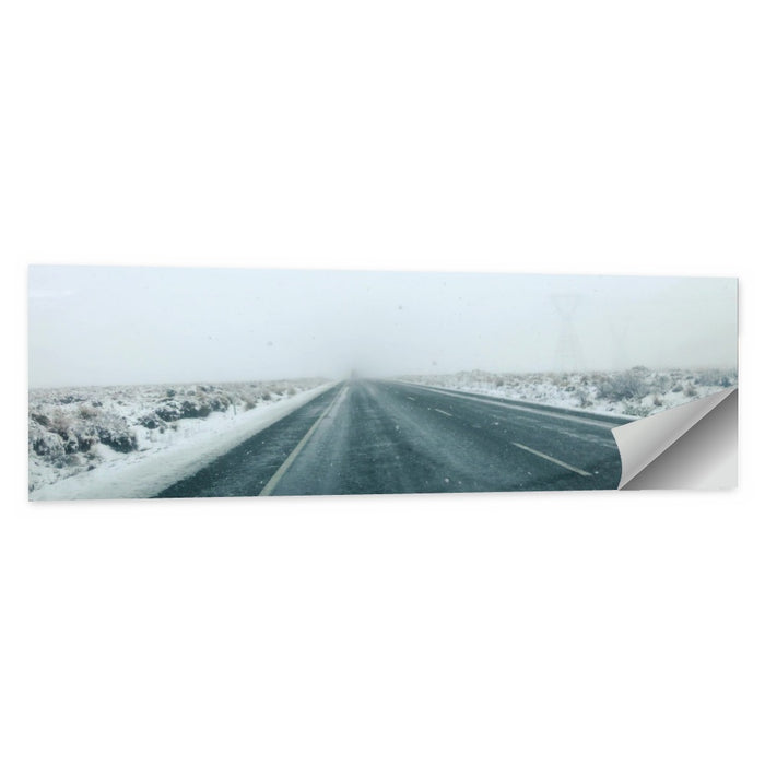 Foggy Winter Mountain Road Wall Art as a poster print