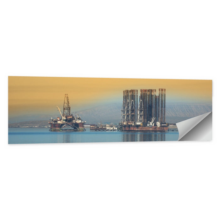 Baku Oil Rigs at Dusk Wall Art as a poster print