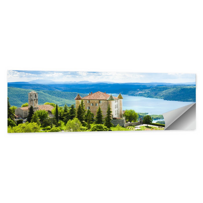 Château D'esparron and Village Church Wall Art as a poster print
