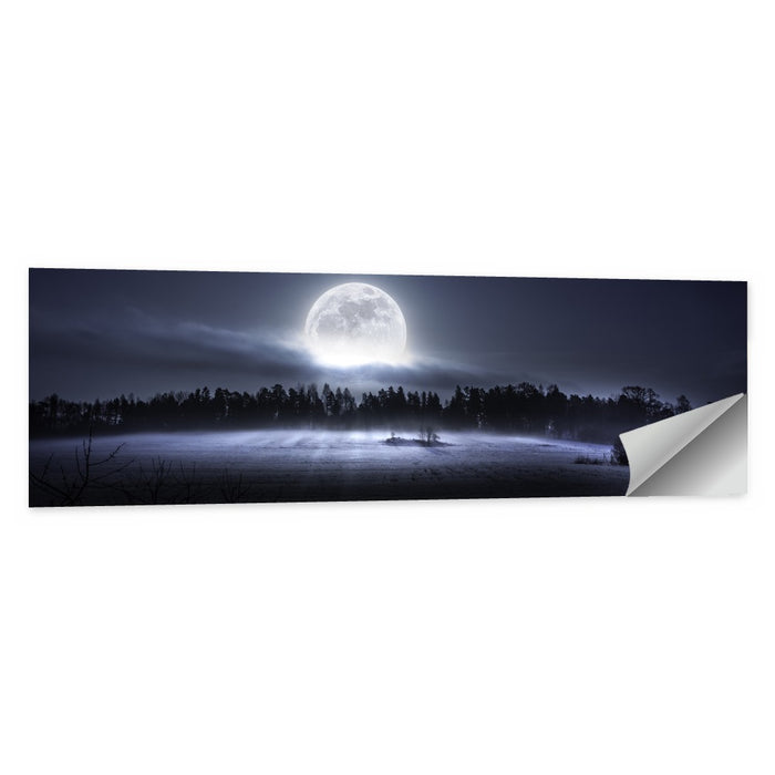 Moon Rising Over Forest Wall Art as a poster print