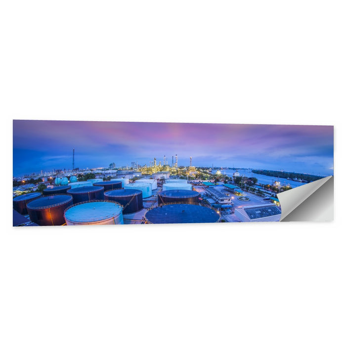 Twilight Oil Refinery River View Wall Art as a poster print