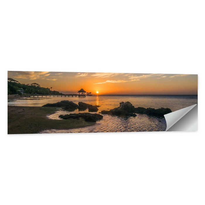 Roatan Pier Sunset Wall Art as a poster print