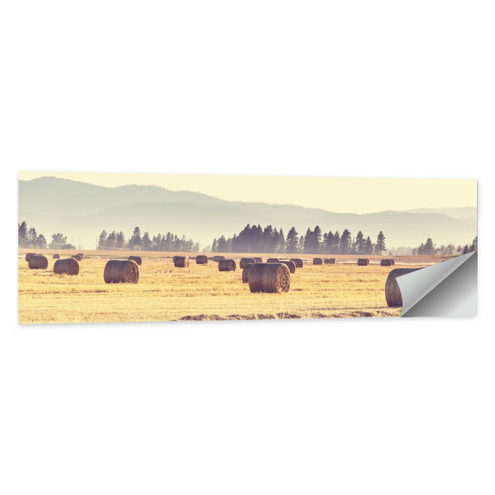 Golden Hay Bales Field Wall Art as a poster print