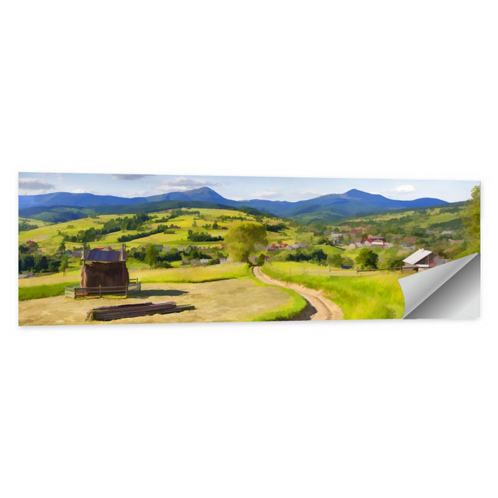 Summer Mountain Village Wall Art as a poster print