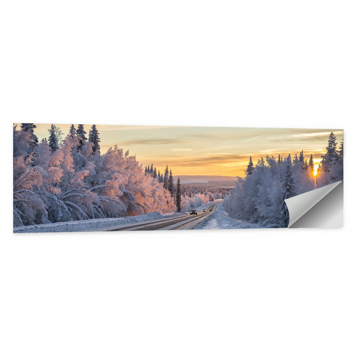 Winter Road at Sunset Wall Art as a poster print