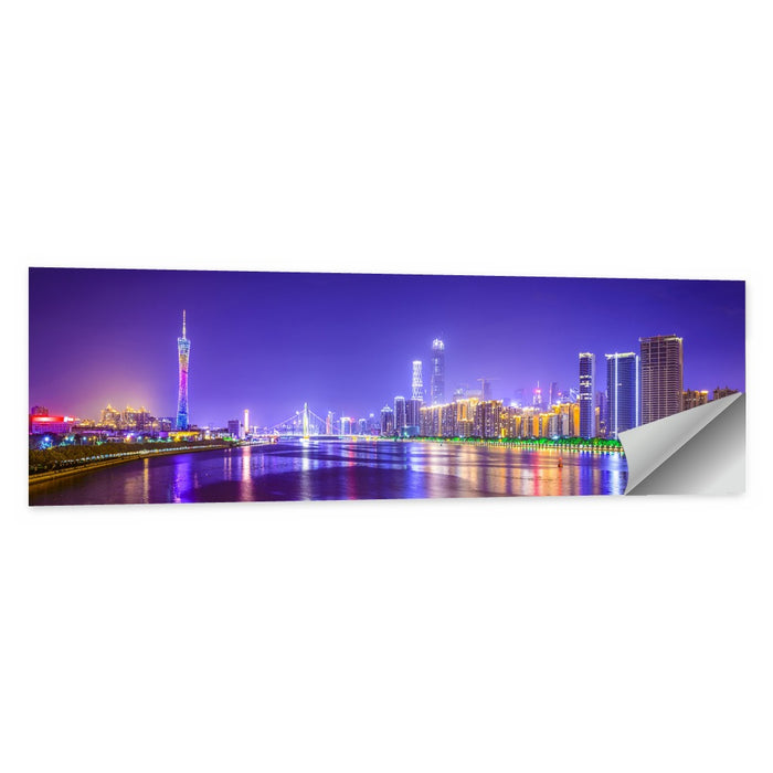 Guangzhou Skyline Night Over Pearl River Wall Art as a poster print