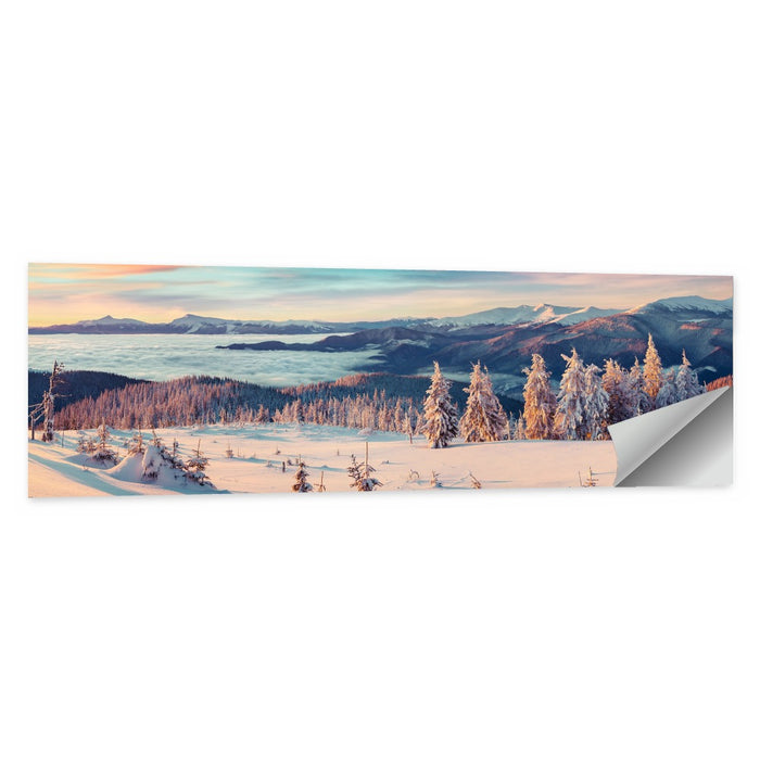 Snowy Alpine Sunset Wall Art as a poster print