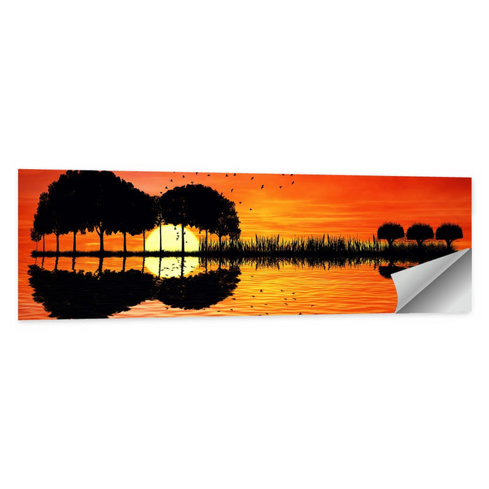 Sunset Trees and Lake Reflection Wall Art as a poster print