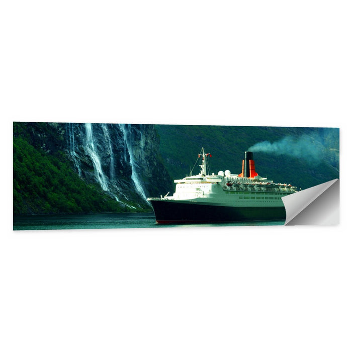 Cruise Ship at Geiranger Fjord Wall Art as a poster print