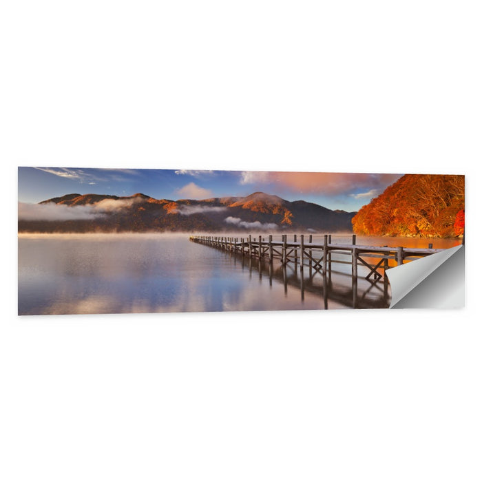 Foggy Pier at Lake Chuzenji Wall Art as a poster print