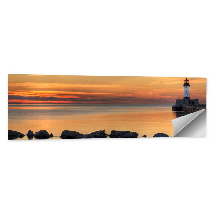 Duluth North Pier Lighthouse Sunset Wall Art as a poster print