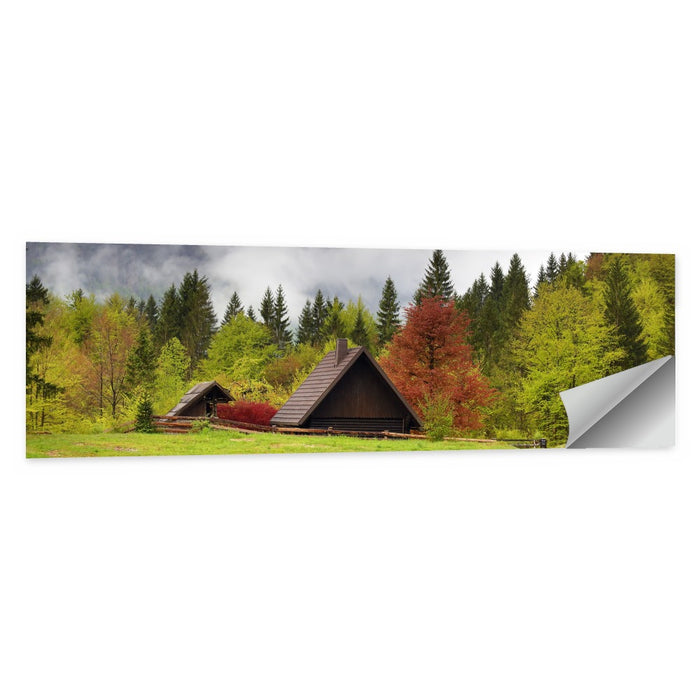 Slovenian Alps Cabin in Fog Wall Art as a poster print
