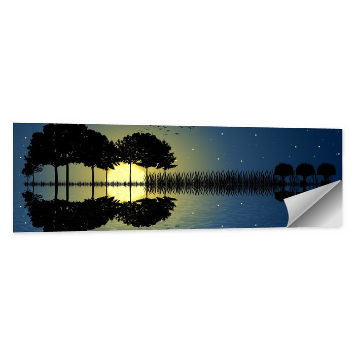 Moonlit Guitar Island Wall Art as a poster print
