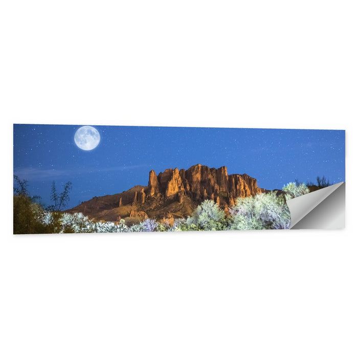 Moonlit Superstition Mountains Arizona Wall Art as a poster print
