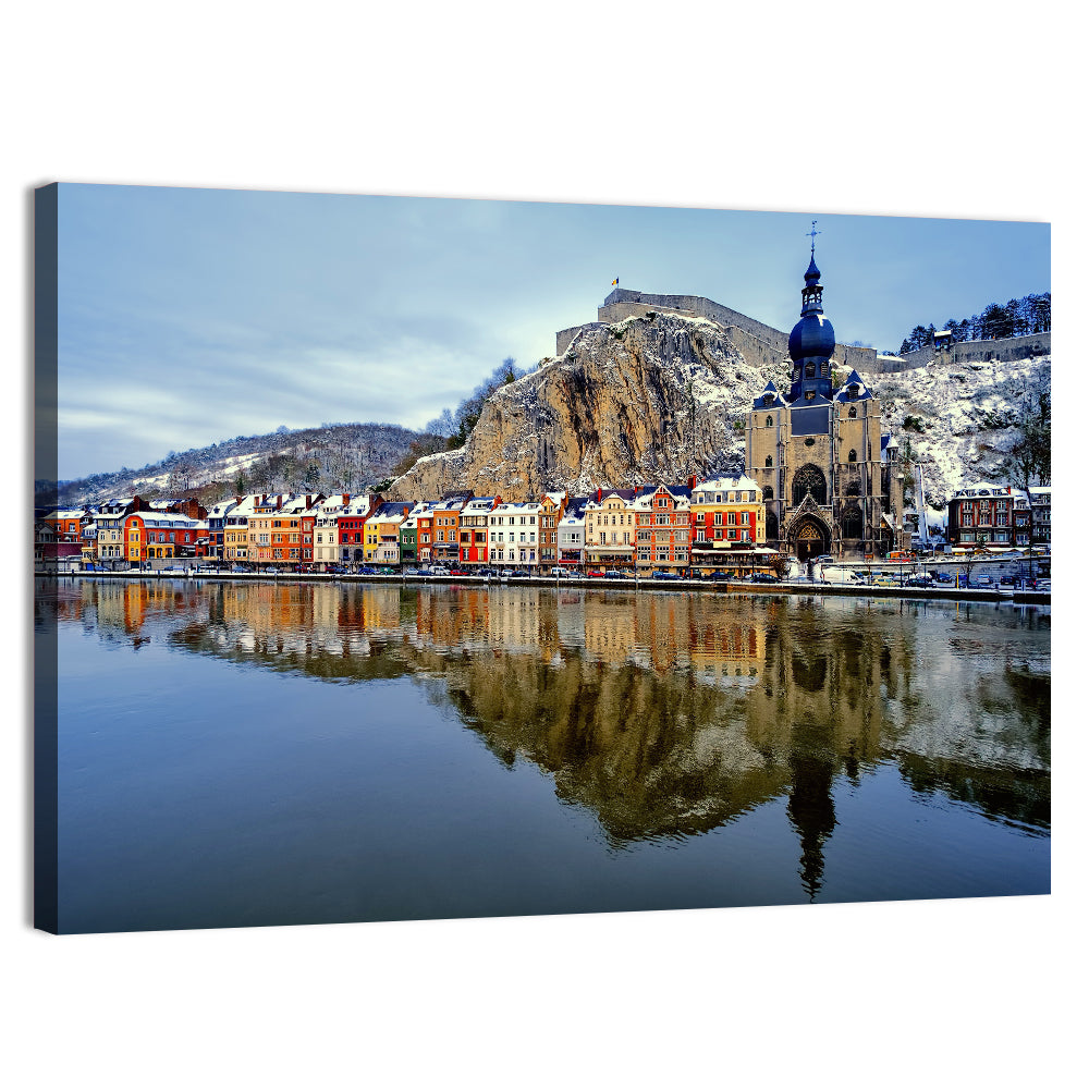 Dinant Collegiate Church on the Meuse Wall Art, canvas print, landscape