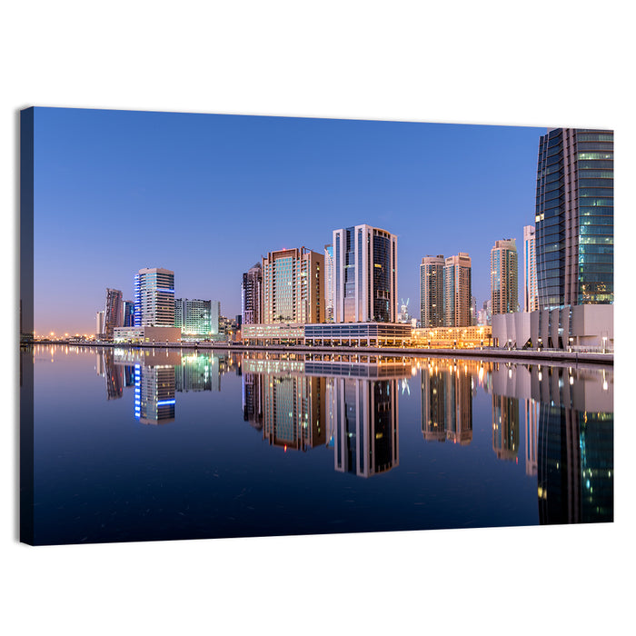 Dubai Marina Skyline at Dusk Wall Art as a canvas print
